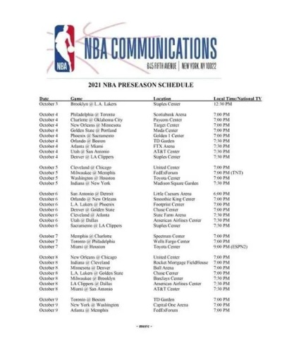 NBA开赛时间表 2021-2022赛季-第3张图片-www.211178.com_果博福布斯